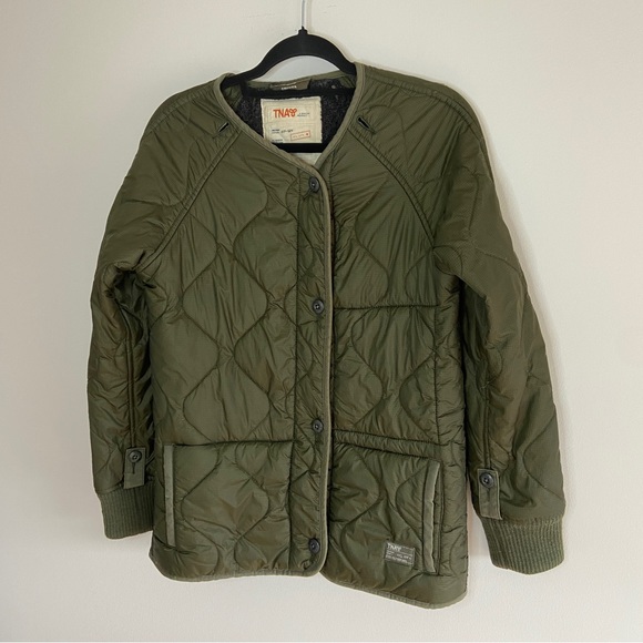 TNA The Griffith Kaki quilted jacket sherpa liner coat - Picture 5 of 8